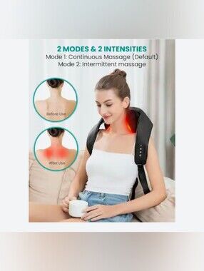 NEW IN BOX--Cordless Kneading Neck Massager - Black